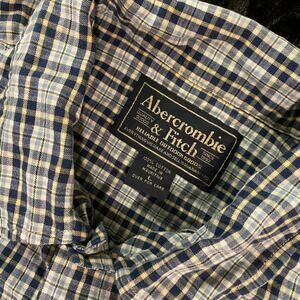 Vintage Abercrombie Fitch Blue Plaid Short Sleeve Button Up Mens Large 1990s Y2K